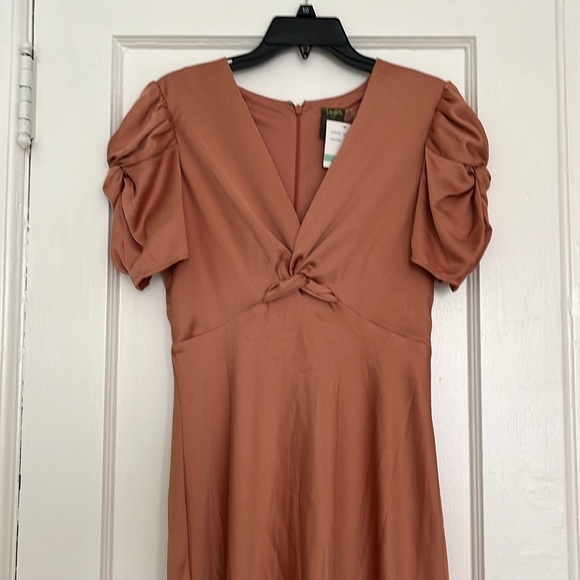Taylor Women's Knot Front Dress with Puff Sleeve - Picture 3 of 7
